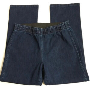 Soft Surroundings Metro Pull On Denim Jean Pants Straight Leg Dark Wash